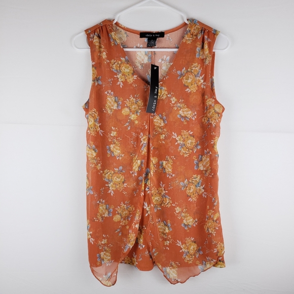 NWT Adele & May Floral Orange Tank Size Small - Picture 2 of 6